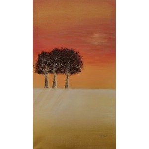 Irtiza Kazmi, Dusk, 16 x 30 inches, Acrylics on Canvas, Landscape Painting, AC-IRTK-014